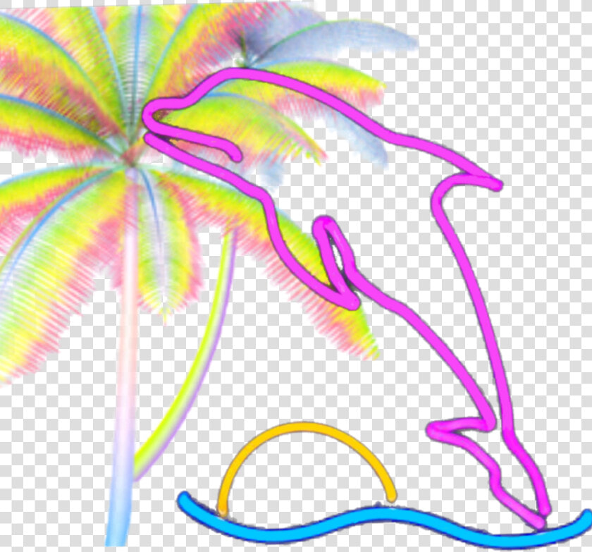  palmtree  dolphin  sun  sea  nature  retro  vaporwave   Transparent Vaporwave Palm Trees  HD Png DownloadTransparent PNG