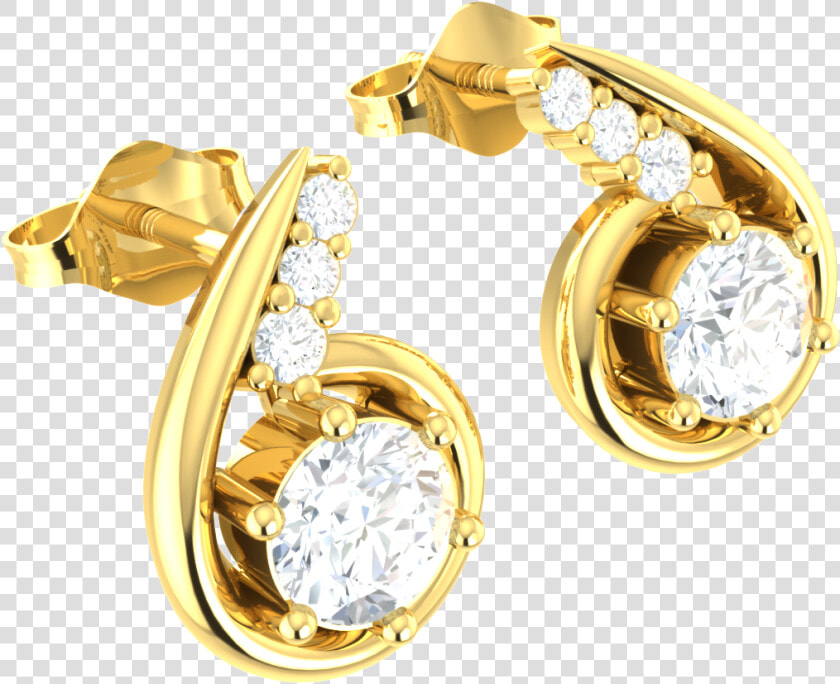 Natural 0 4ct Round Cut Diamond 10k Gold Earrings Ladies   Earrings  HD Png DownloadTransparent PNG