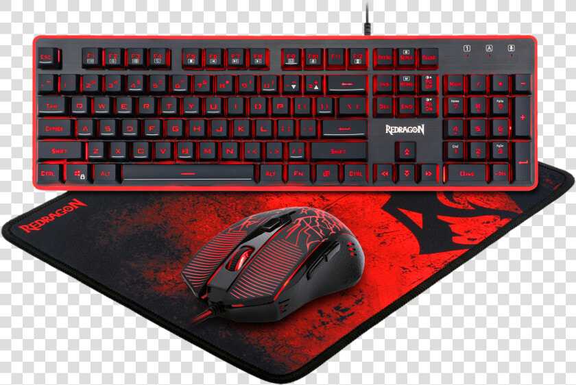 Redragon S107 Gaming Keyboard  Mouse  Mouse Pad  Mechanical   Redragon Keyboard And Mouse Combo  HD Png DownloadTransparent PNG