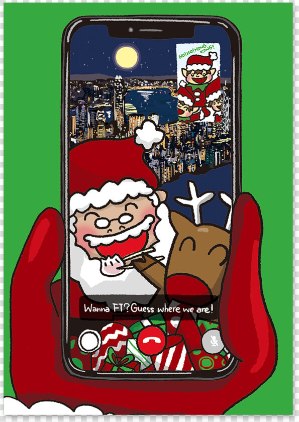 Hong Kong Christmas Card Santa Facetime   Cartoon  HD Png DownloadTransparent PNG