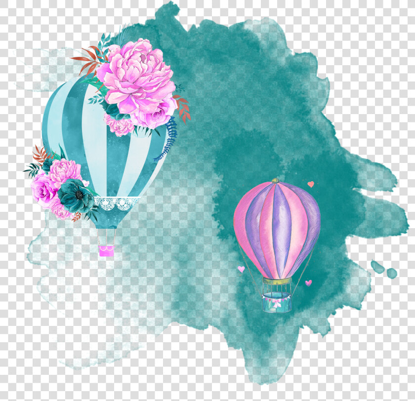  freetoedit  hotairballoon  watercolor   Watercolor Background Blue Green  HD Png DownloadTransparent PNG