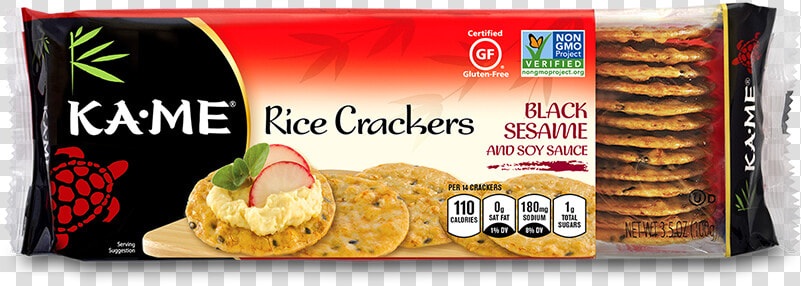 Kame   Rice Crackers   Non Gmo   Gluten Free     3   Kame Black Sesame Rice Crackers  HD Png DownloadTransparent PNG