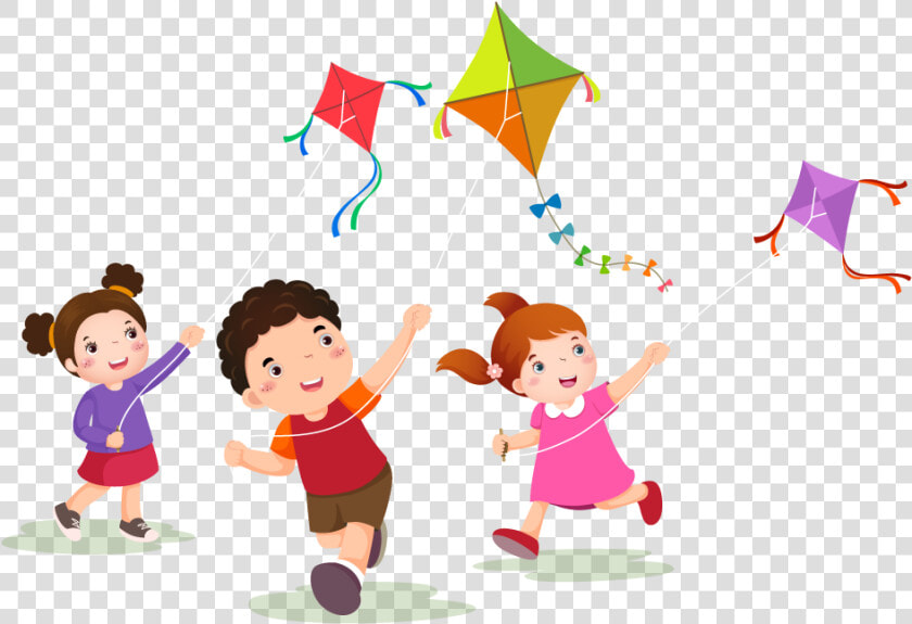 Transparent Daycare Center Clipart   Kids Flying Kites Clipart  HD Png DownloadTransparent PNG