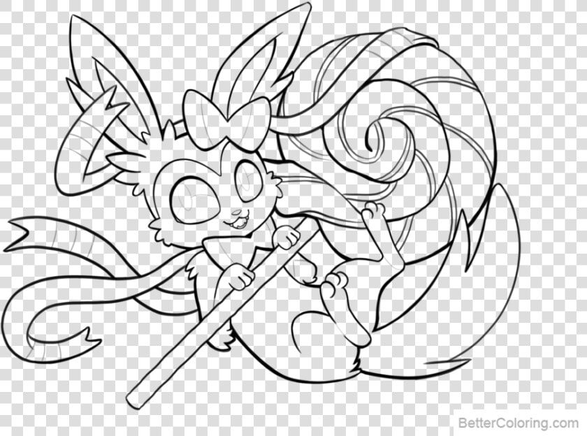 Free Sylveon Coloring Pages Lines By Tsaoshin Printable   Eevee Evolution Pokemon Coloring Pages  HD Png DownloadTransparent PNG