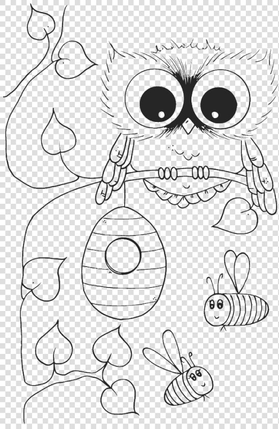 Coloring Pages Owls   Cute Owl Clipart Black And White  HD Png DownloadTransparent PNG