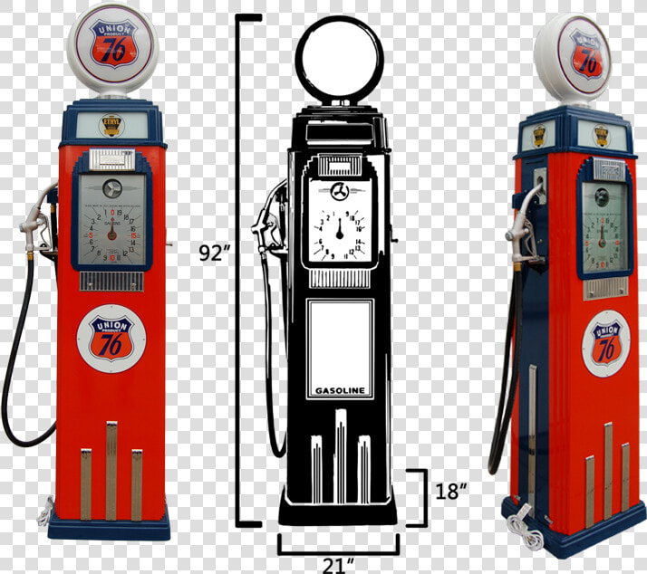 Tokheim 36b Clock Face Pump  Orange  amp  Blue   Gas Pump  HD Png DownloadTransparent PNG