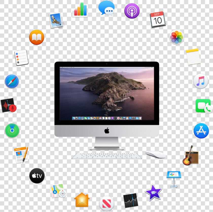 An Imac Surrounded By The Icons For The Built in Apps  HD Png DownloadTransparent PNG