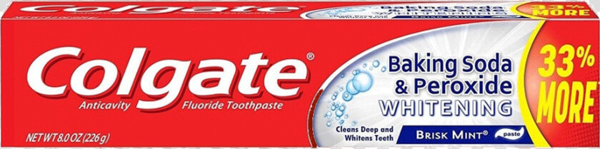 Colgate Tooth Paste Baking Soda Brisk Mint 226 Gm   Colgate Toothpaste 8 Oz  HD Png DownloadTransparent PNG