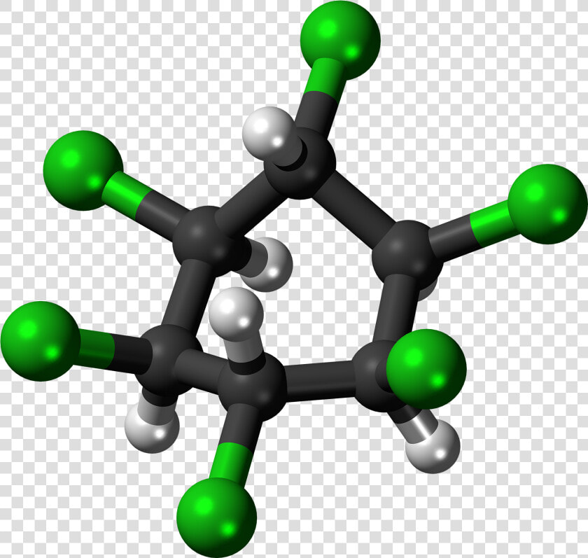 Lindane Molecule Ball   3d Structure Of Benzene Hexachloride  HD Png DownloadTransparent PNG