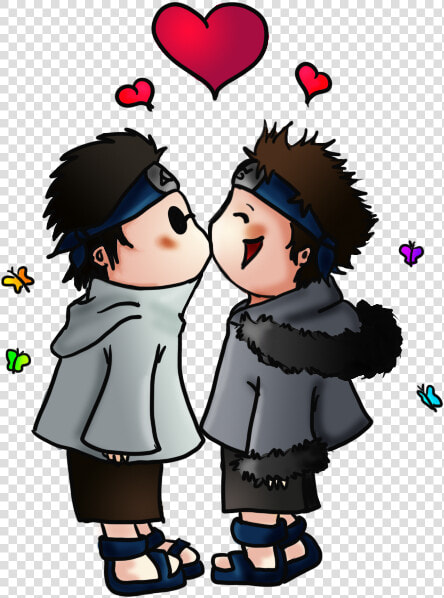 Kiba And Shino Chibi Kiss By Mariaromerobarbero On   Love  HD Png DownloadTransparent PNG