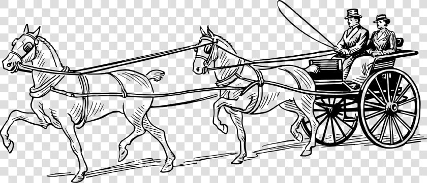 Tandem Carriage Clip Arts   Horse Drawn Carriage Coloring Pages  HD Png DownloadTransparent PNG