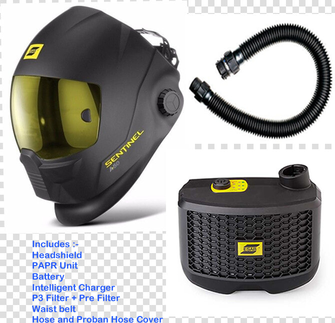 Esab Sentinel A50 Welding Mask With Esab Papr Air Fed   Esab Sentinel A50 Welding Helmet  HD Png DownloadTransparent PNG