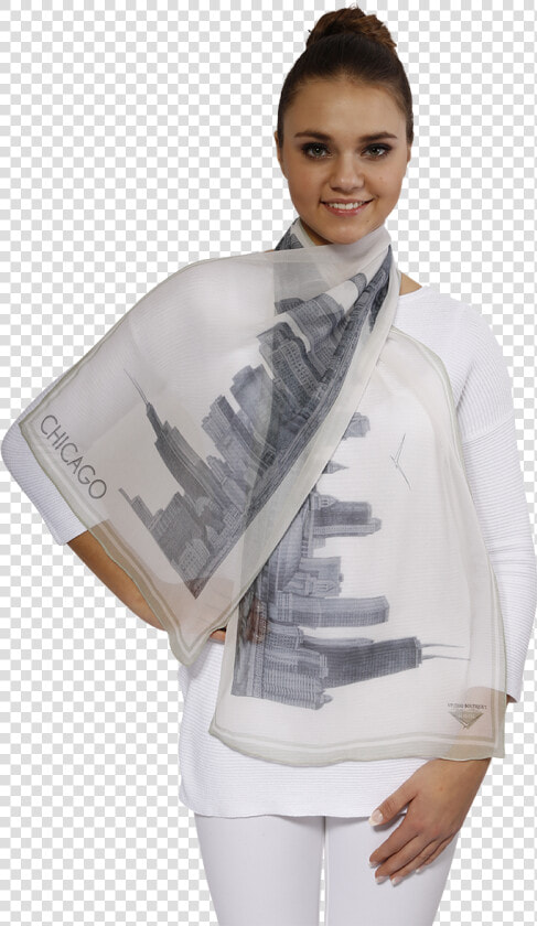 Chicago Collection Pencil Illustration Silk Georgette  HD Png DownloadTransparent PNG