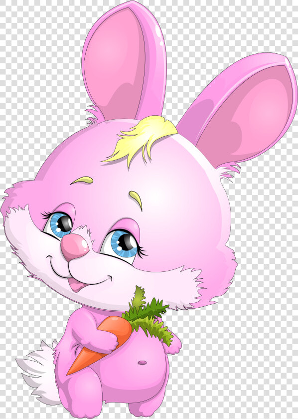 Cute Pink Bunny With Carrot Png Clipart Picture   Cute Pink Rabbit Clipart  Transparent PngTransparent PNG