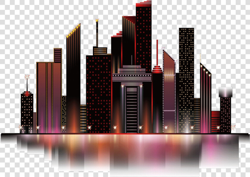  mq  town  city  silhouette  night  nightlife  nightsky   Colorful Buildings Transparent Background  HD Png DownloadTransparent PNG