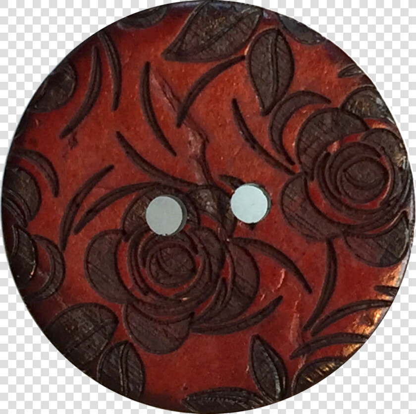 Rust Coconut Button  Dark Red Etched Roses 1   Circle  HD Png DownloadTransparent PNG