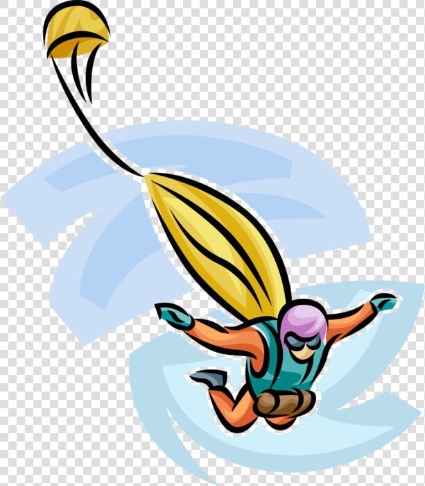 Vector Illustration Of Skydiver Jumps From Plane In   Cartoon Opening Parachute  HD Png DownloadTransparent PNG