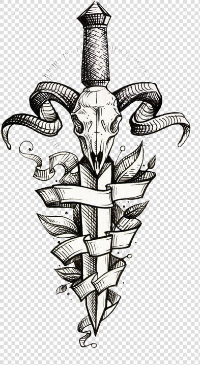 Decorative Tattoo Dagger Sleeve Painted Flash Hand   Sword Skull Tattoo  HD Png DownloadTransparent PNG