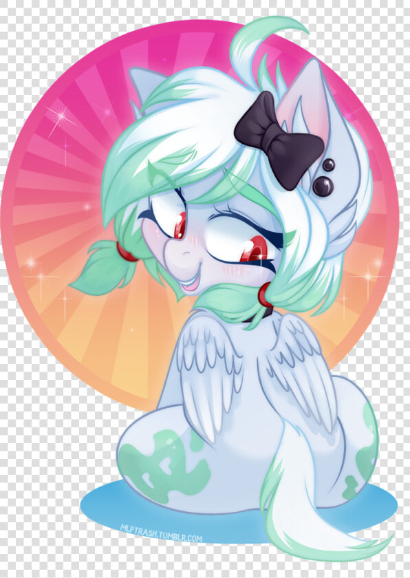 Zombie  Blushing  Bow  Cute  Ear Piercing  Female    Cartoon  HD Png DownloadTransparent PNG