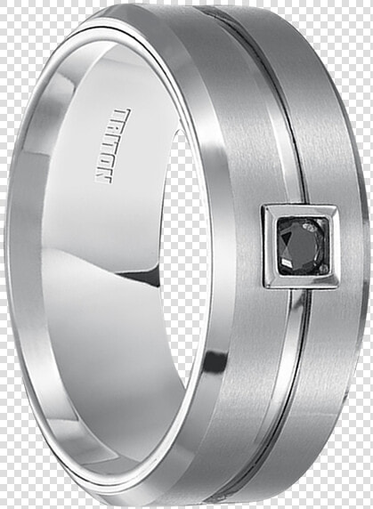 10 Cwt Genuine Black Diamond Ring White Tungsten   Titanium Ring  HD Png DownloadTransparent PNG