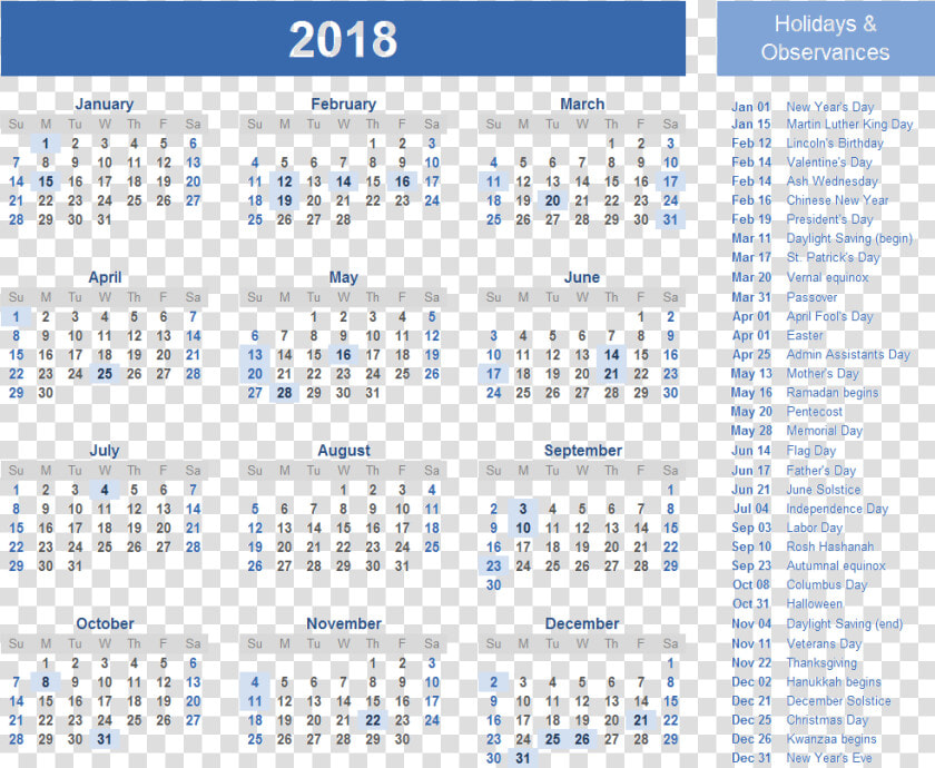 Calendar 2018 Holidays Png   Free Printable 2020 Calendar With Holidays  Transparent PngTransparent PNG