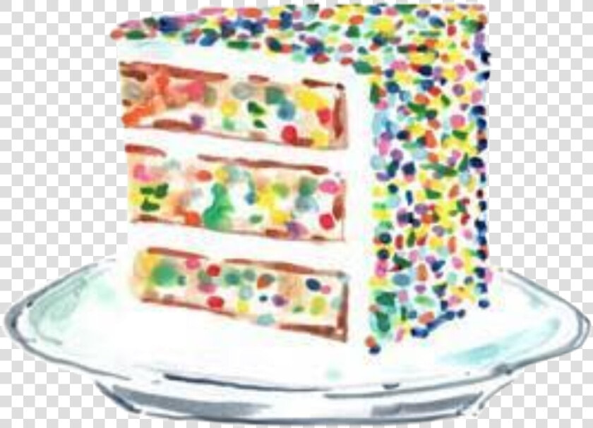  watercolor  cake  slice  birthday  confetti  sprinkles  HD Png DownloadTransparent PNG