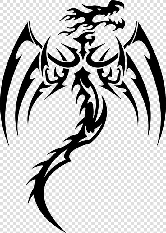 Line Art head art   Dragon Tattoo Tribal Png  Transparent PngTransparent PNG