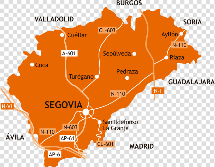 Pueblos De Segovia Mapa   Sierra De Guadarrama Map  HD Png DownloadTransparent PNG