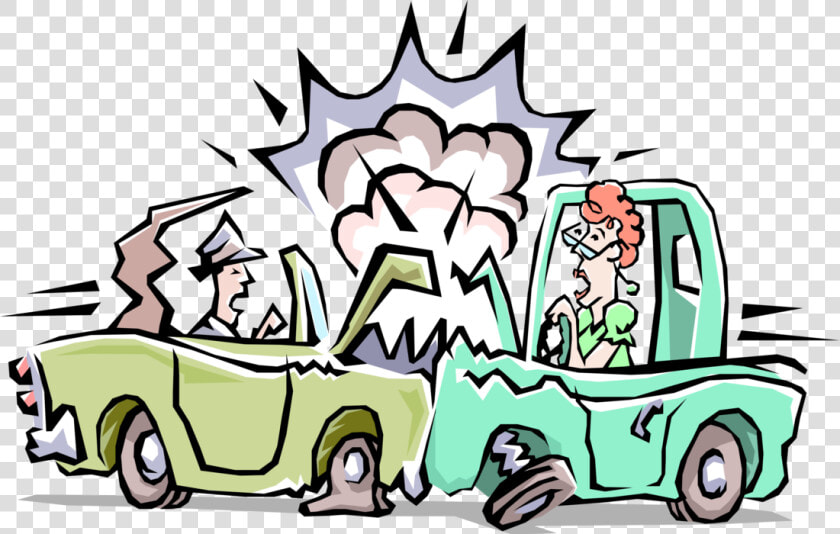 Vector Illustration Of Head on Collision Traffic Accident   Clipart Crash  HD Png DownloadTransparent PNG