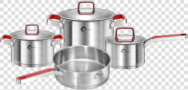 La Fermeté 7 Piece Stainless Steel Cooking Pot Set   Lid  HD Png DownloadTransparent PNG