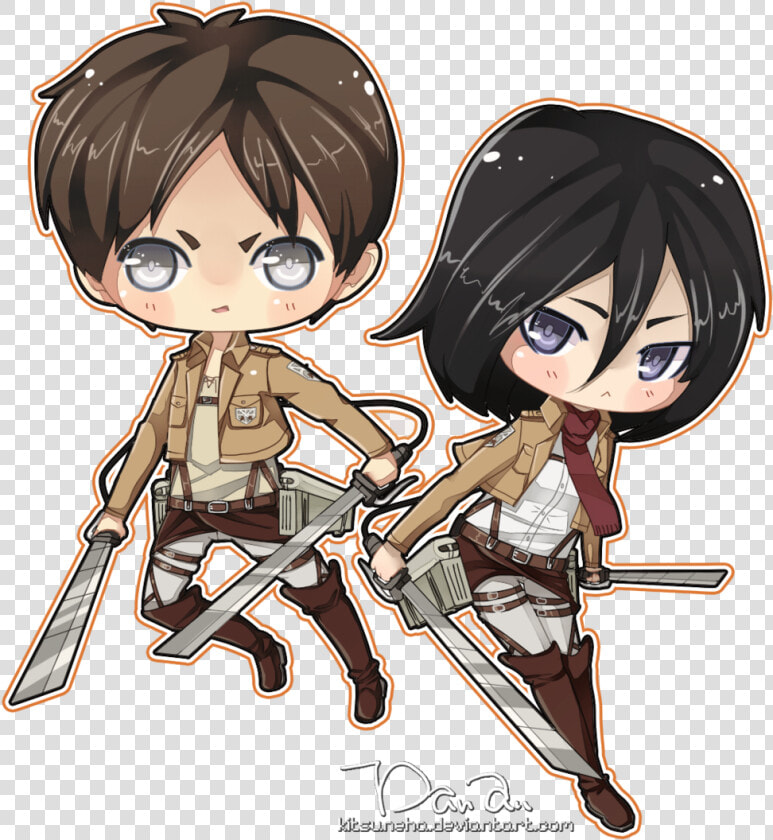 Eren And Mikasa Chibi   Png Download  Transparent PngTransparent PNG