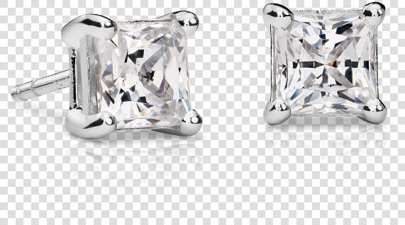 Princess Cut Diamond Studs   Earring  HD Png DownloadTransparent PNG