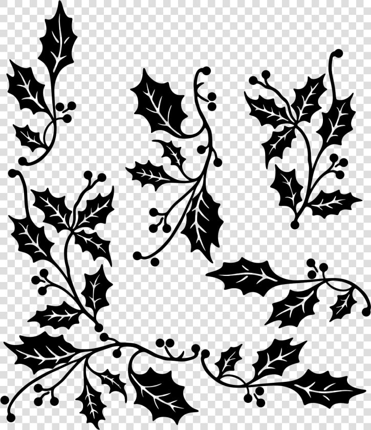 Holly Border Clip Arts   Holly Christmas Clipart Black And White  HD Png DownloadTransparent PNG