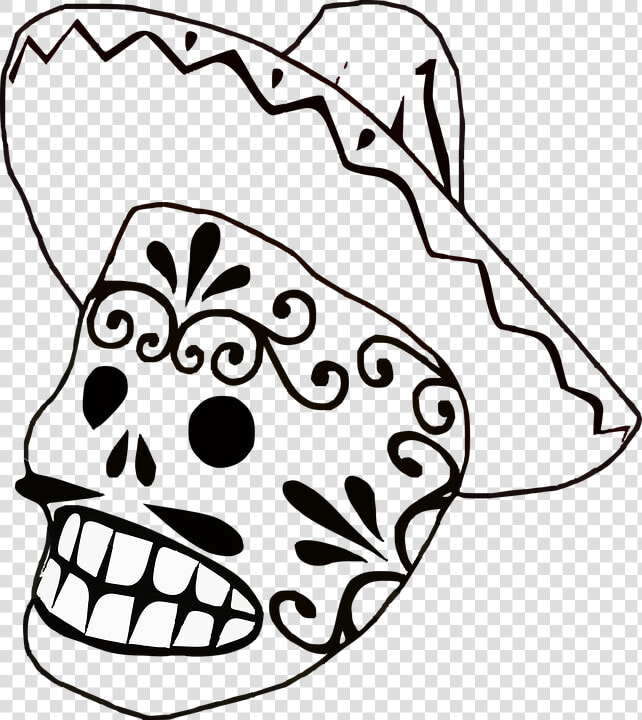 Mask  Mexican  Sombrero  Mustache  Grin   Mexican Black And White Png  Transparent PngTransparent PNG