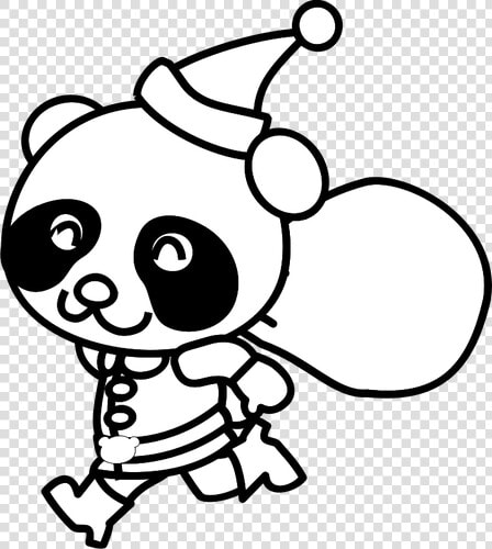 Santa Panda Coloring Book Vector Image   Christmas Panda Coloring Pages  HD Png DownloadTransparent PNG