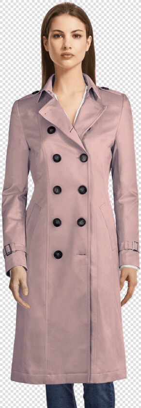 Pastel Pink Long Single Breasted Trench Coat   Trench Femme  HD Png DownloadTransparent PNG