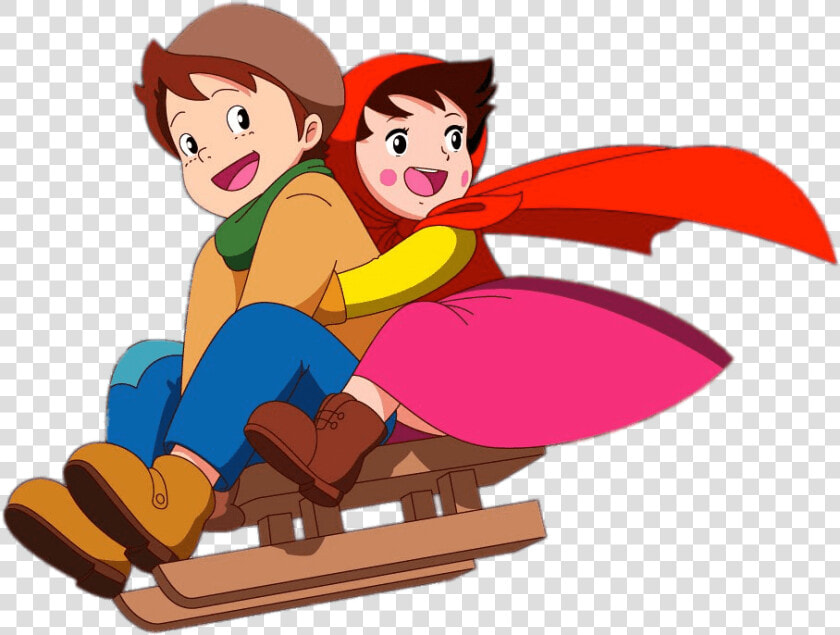 Heidi And Peter On Sleigh   Heidi Cartoon In Chutti Tv  HD Png DownloadTransparent PNG