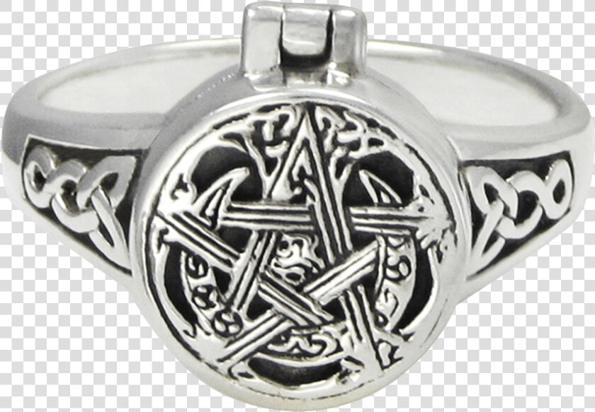 Sterling Silver Moon Pentacle Poison Ring   Bracelet  HD Png DownloadTransparent PNG