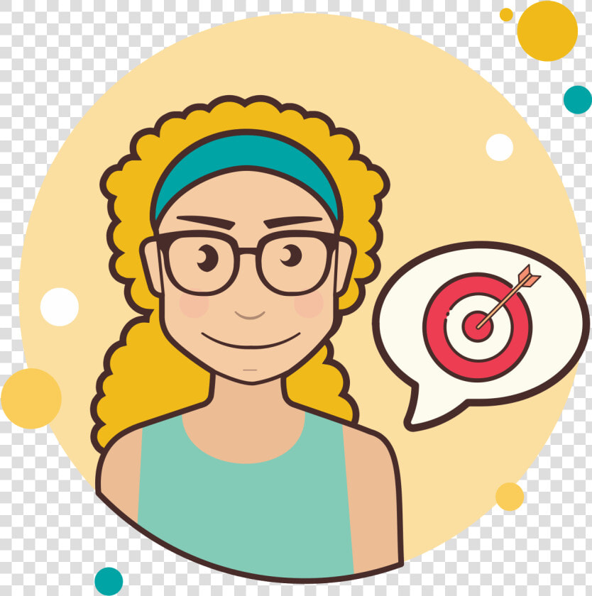 Girl And Target Icon   Cartoon Girl With Curly Hair And Glasses  HD Png DownloadTransparent PNG