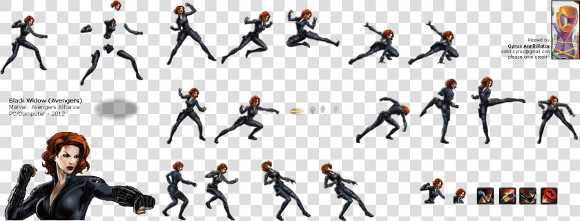 Click For Full Sized Image Black Widow   Black Widow Sprite Sheet  HD Png DownloadTransparent PNG