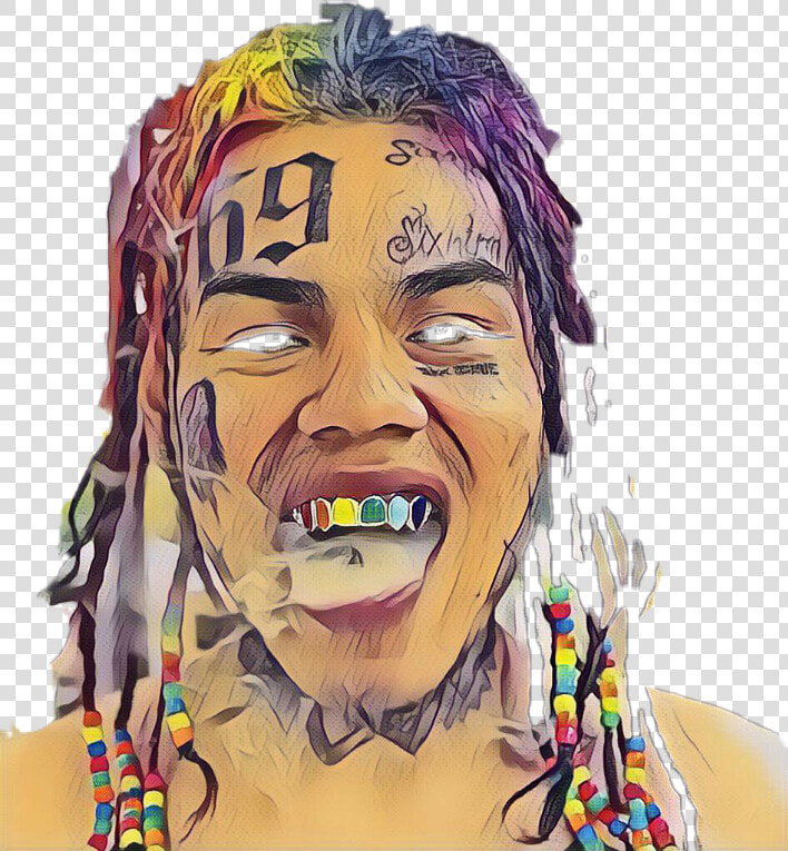 6ix9ine R E D Ft Sleiman  amp  Gilli Mp3 Download   Cartoon Drawings Of Rappers  HD Png DownloadTransparent PNG