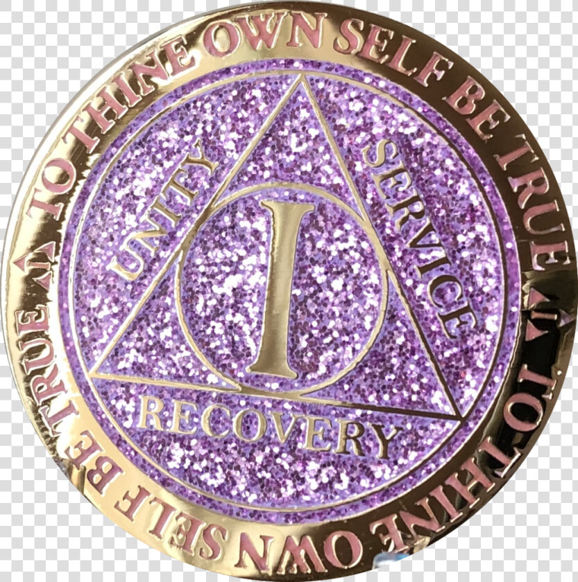 1 Year Aa Medallion Reflex Glitter Lavender Purple   Circle  HD Png DownloadTransparent PNG