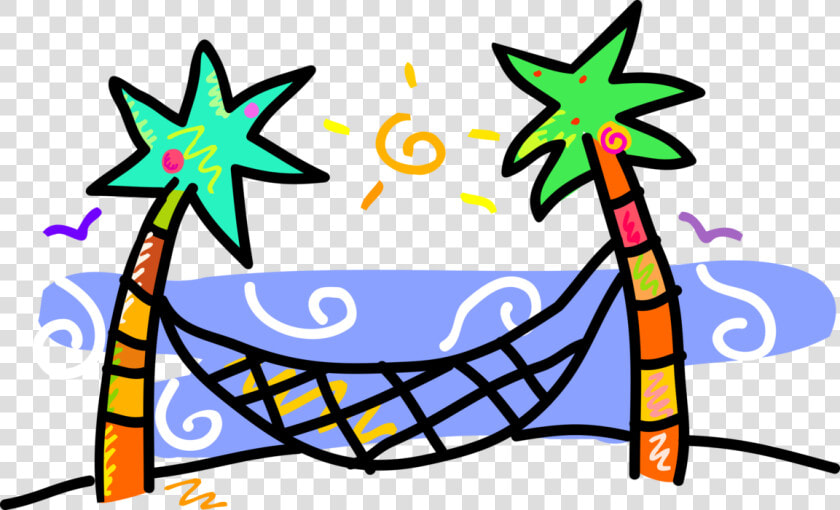 Vector Illustration Of Arecaceae Palm Trees With Hammock   Wave  HD Png DownloadTransparent PNG