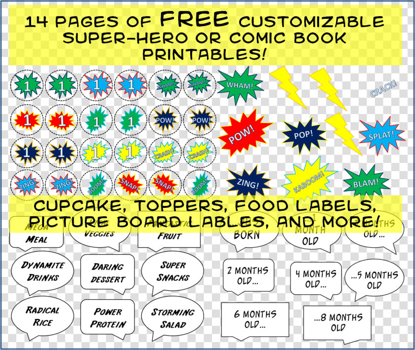 Free Comic Book Printables   Superhero Party Food Labels Free  HD Png DownloadTransparent PNG