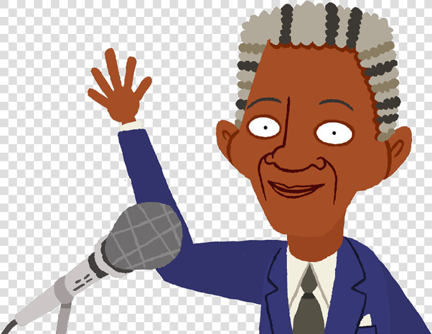 Nelson Mandela Smiling And Waving In Front Of A Microphone   Nelson Mandela Picture Animated  HD Png DownloadTransparent PNG