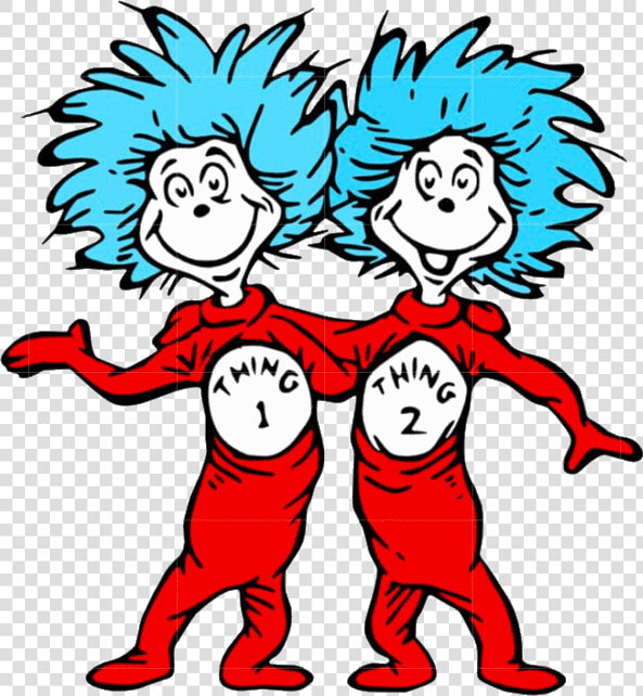 A Picture Of Dr Sesuss Thing 1 And Thing 2 Thinking   Dr Seuss Clip Art  HD Png DownloadTransparent PNG