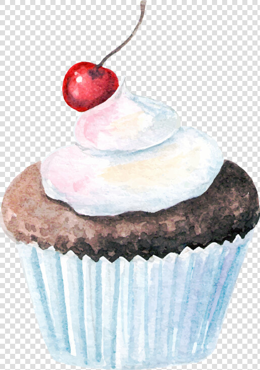 Transparent Cupcakes Vector Png   Cupcake Watercolor Illustration Png  Png DownloadTransparent PNG