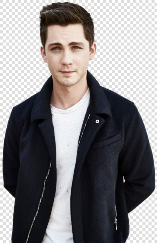 Wear top white collar Hair pocket jaw zipper   Logan Lerman Png  Transparent PngTransparent PNG