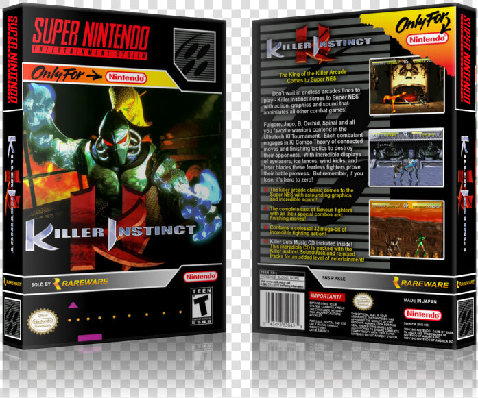 Killer Instinct Replacement Nintendo Snes Game Case   Killer Instinct Character Bio  HD Png DownloadTransparent PNG