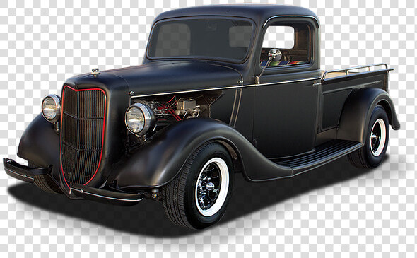 Vintage  Pickup  Truck  White Walls  Black  Hot Rod   Pickup Truck  HD Png DownloadTransparent PNG